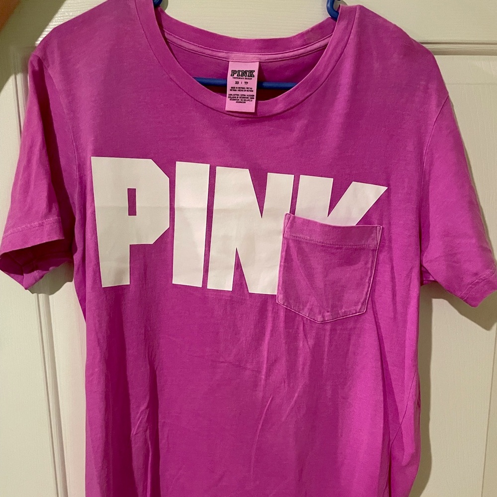 VS PINK Bright Pink Soft Long Short Sleeve T-Shirt